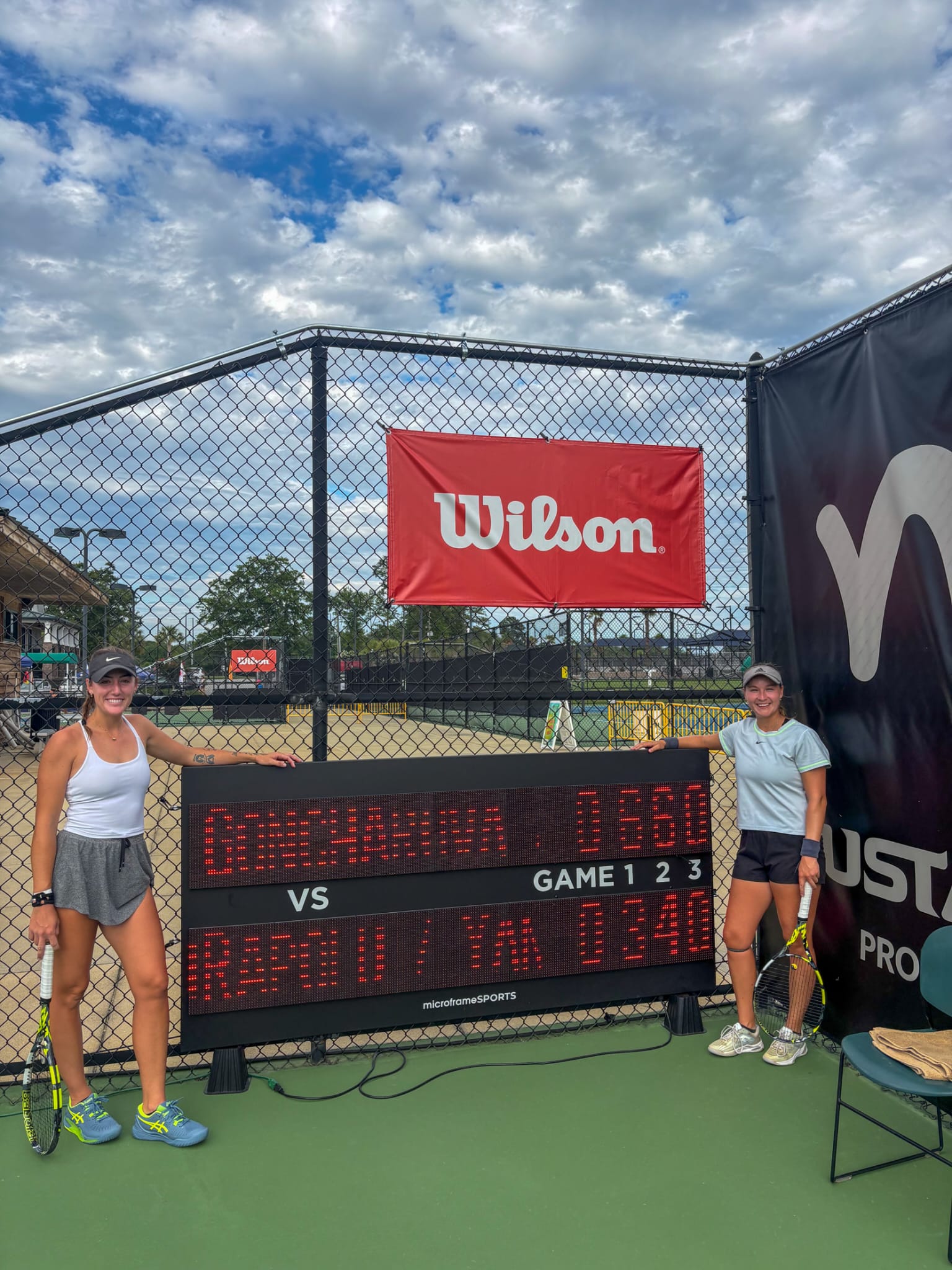 Anastasia & Madison by the scoreboard